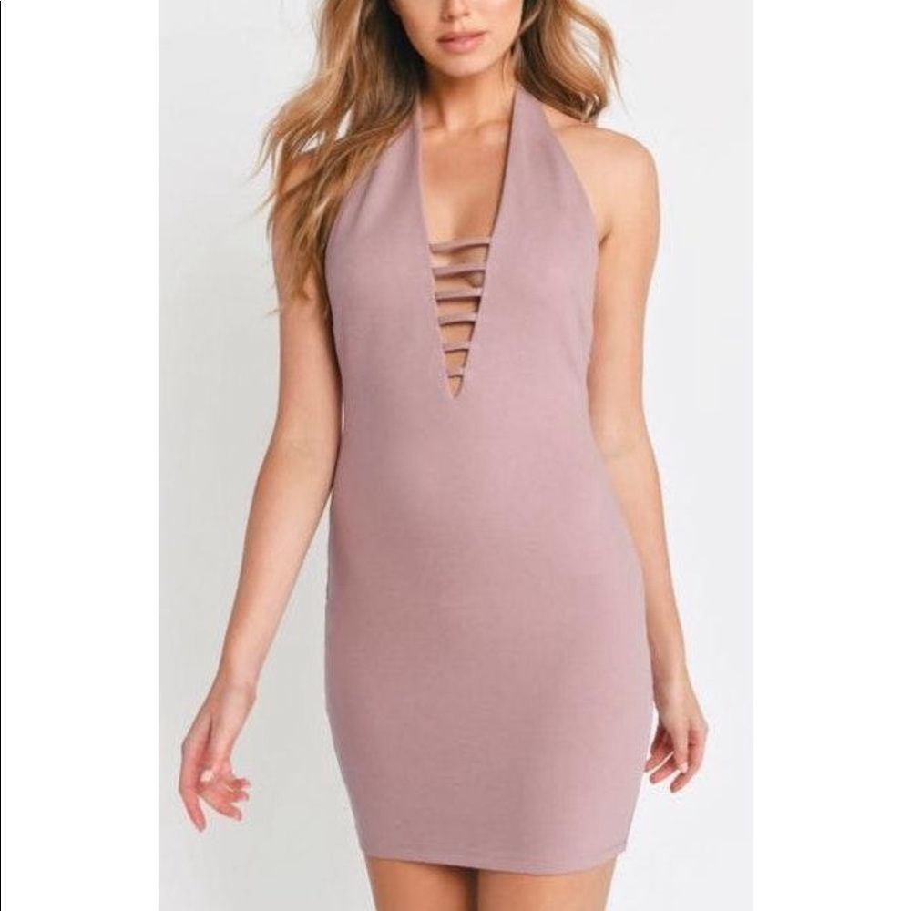 Tobi Mauve Halter Bodycon Dress